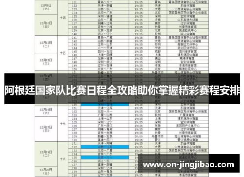 阿根廷国家队比赛日程全攻略助你掌握精彩赛程安排